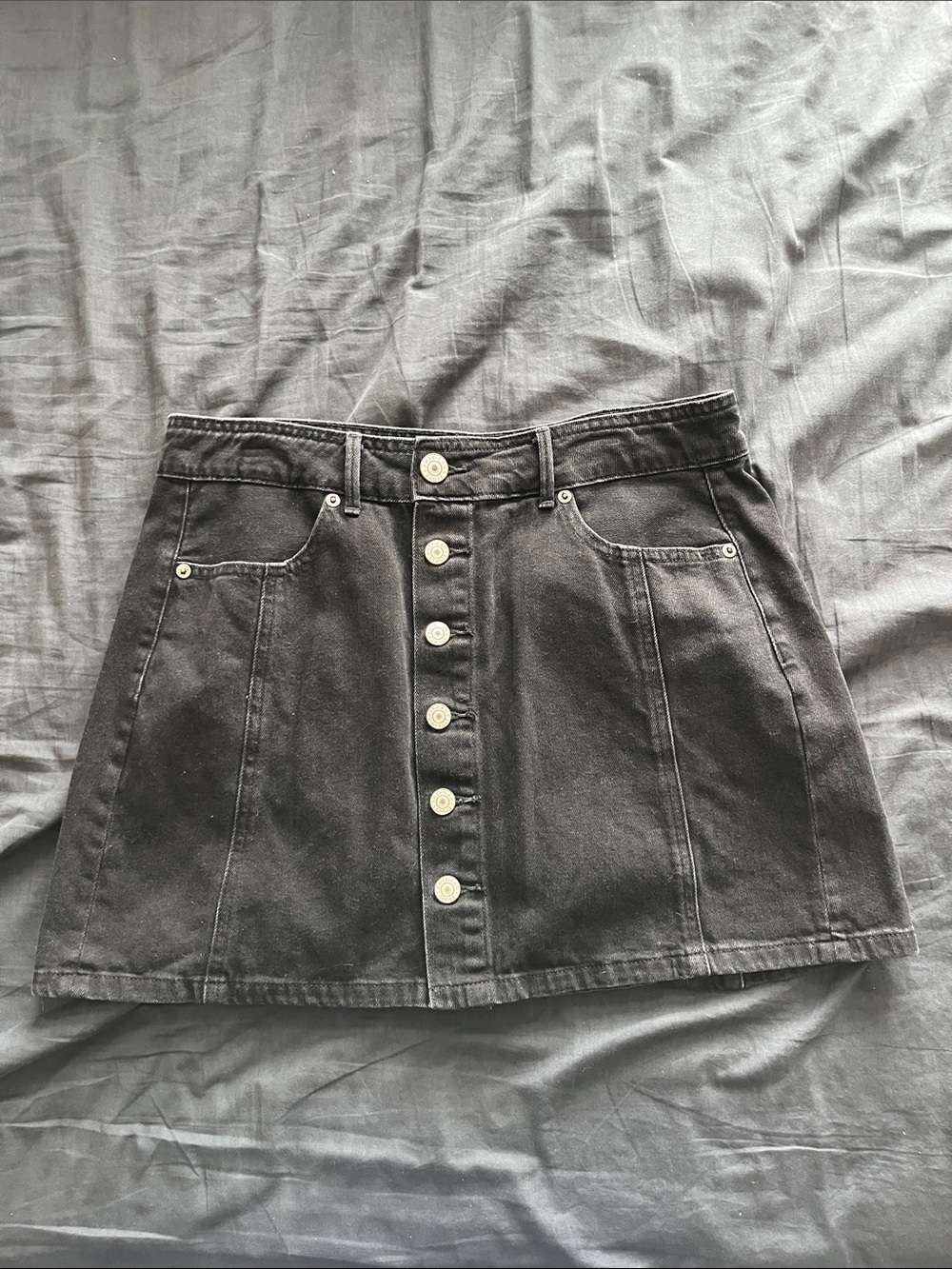American Eagle Outfitters Black Button-Front A-Line Skirt